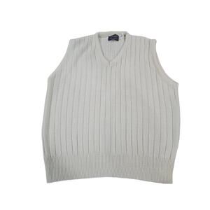 Vintage Ivory Sweater Vest Made USA Preppy Quiet Luxury L